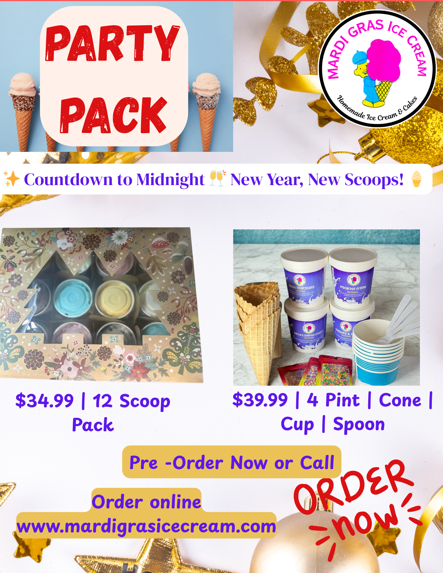 12 Pack Party Scoop .. Best ice cream party order.. New year party in Dublin OH, Columbus OH